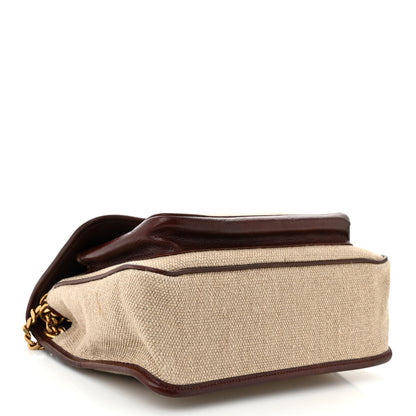 Saint Laurent Cotton Canvas Vintage Calfskin Monogram Medium Niki Chain Satchel Natural Chocolate 4 of 13
