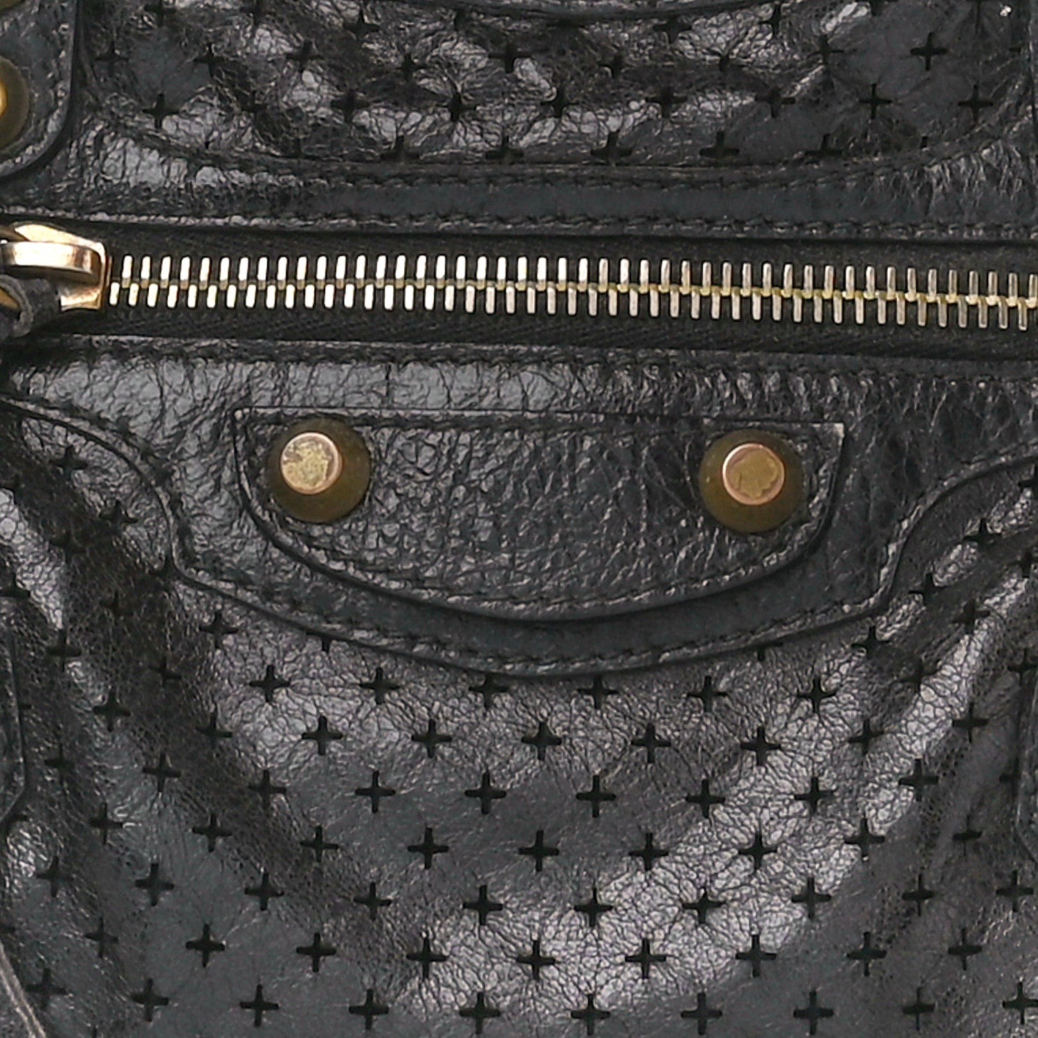 Balenciaga Agneau Laser Cut Cross Classic Gold Hardware Mini City Black 9 of 16