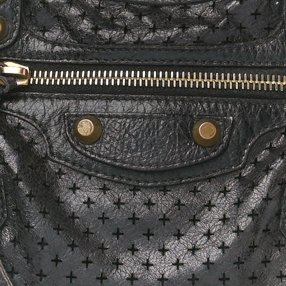 Balenciaga Agneau Laser Cut Cross Classic Gold Hardware Mini City Black 9 of 16