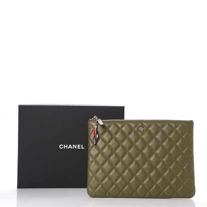 Chanel Lambskin Quilted Medium Cuba Cosmetic Case Khaki 10 of 10