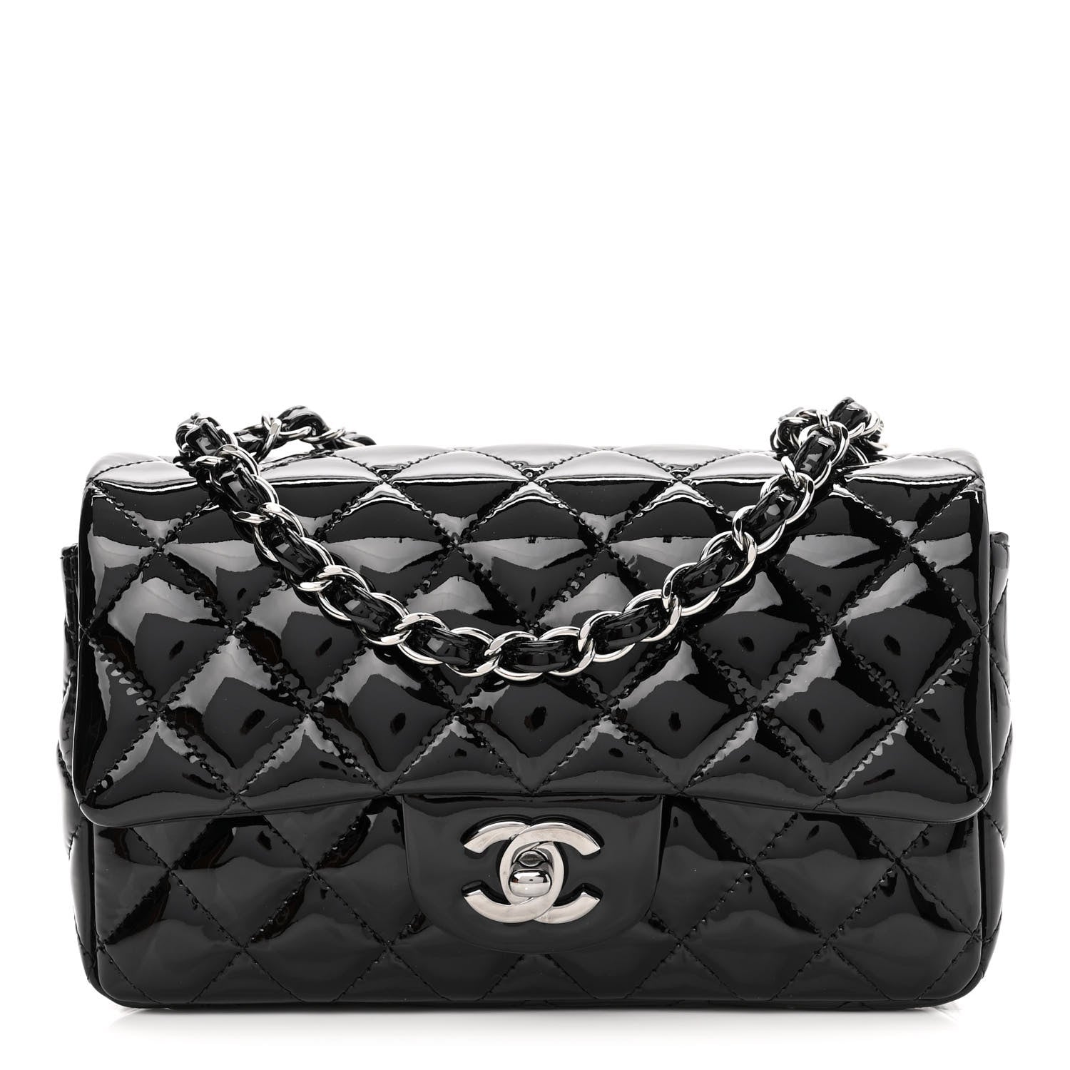 Chanel Patent Calfskin Quilted Mini Rectangular Flap Black 1 of 11