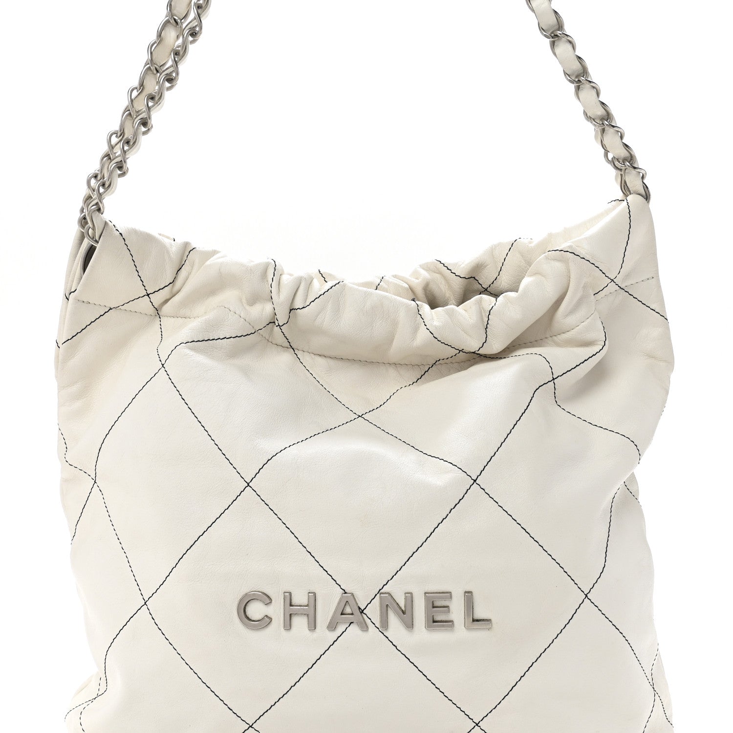 Chanel Shiny Calfskin Quilted Small Chanel 22 White Black 9 of 15