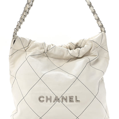 Chanel Shiny Calfskin Quilted Small Chanel 22 White Black 9 of 15
