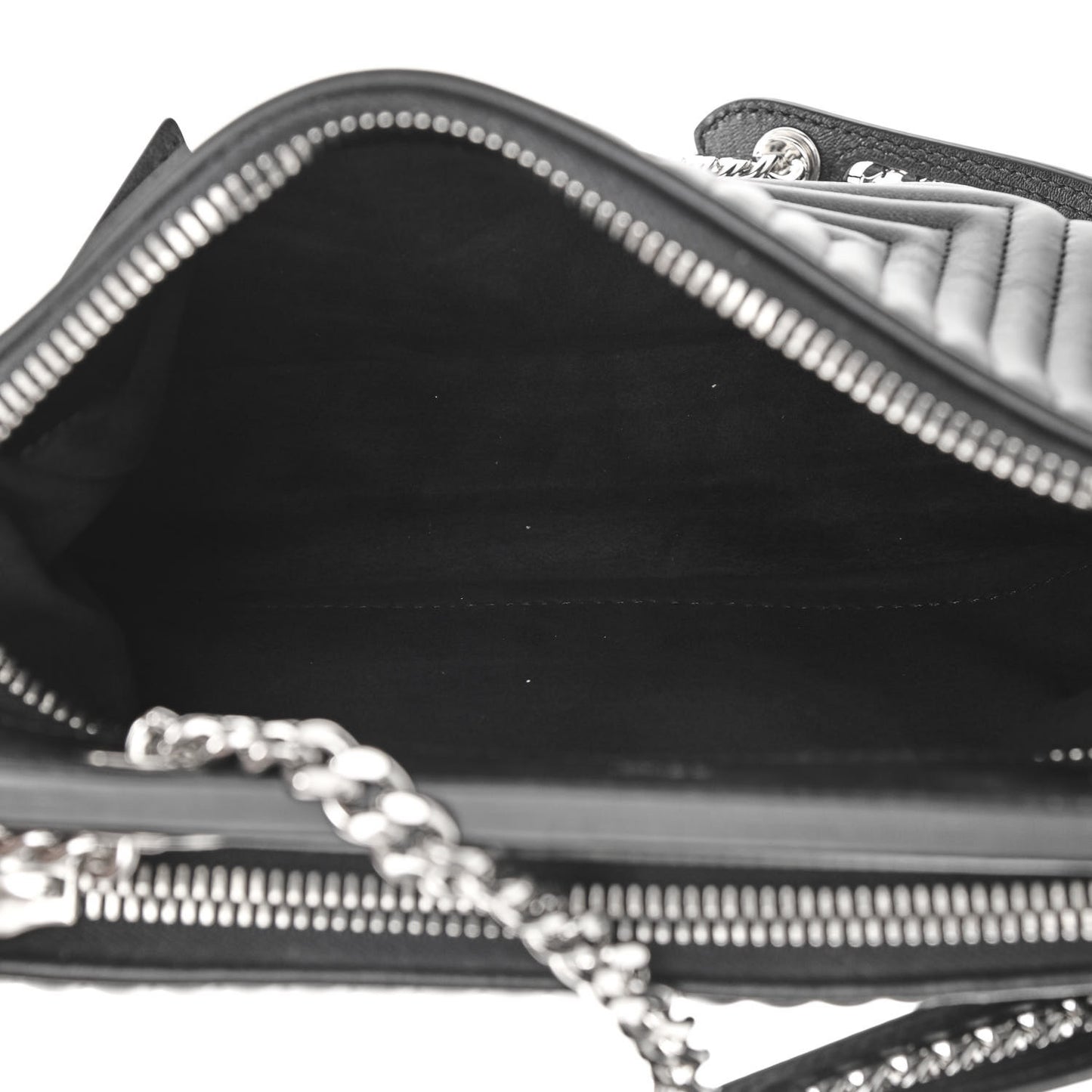 Shiny Nappa Trapuntata Chain Small DotCom Click Chain Satchel Black