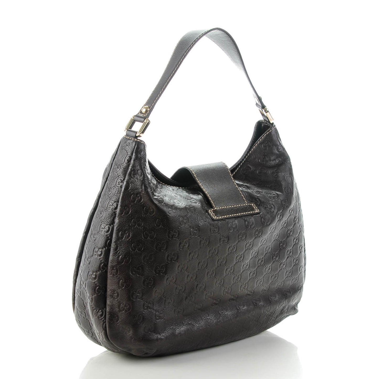 Guccissima Large New Ladies Web Hobo Dark Brown