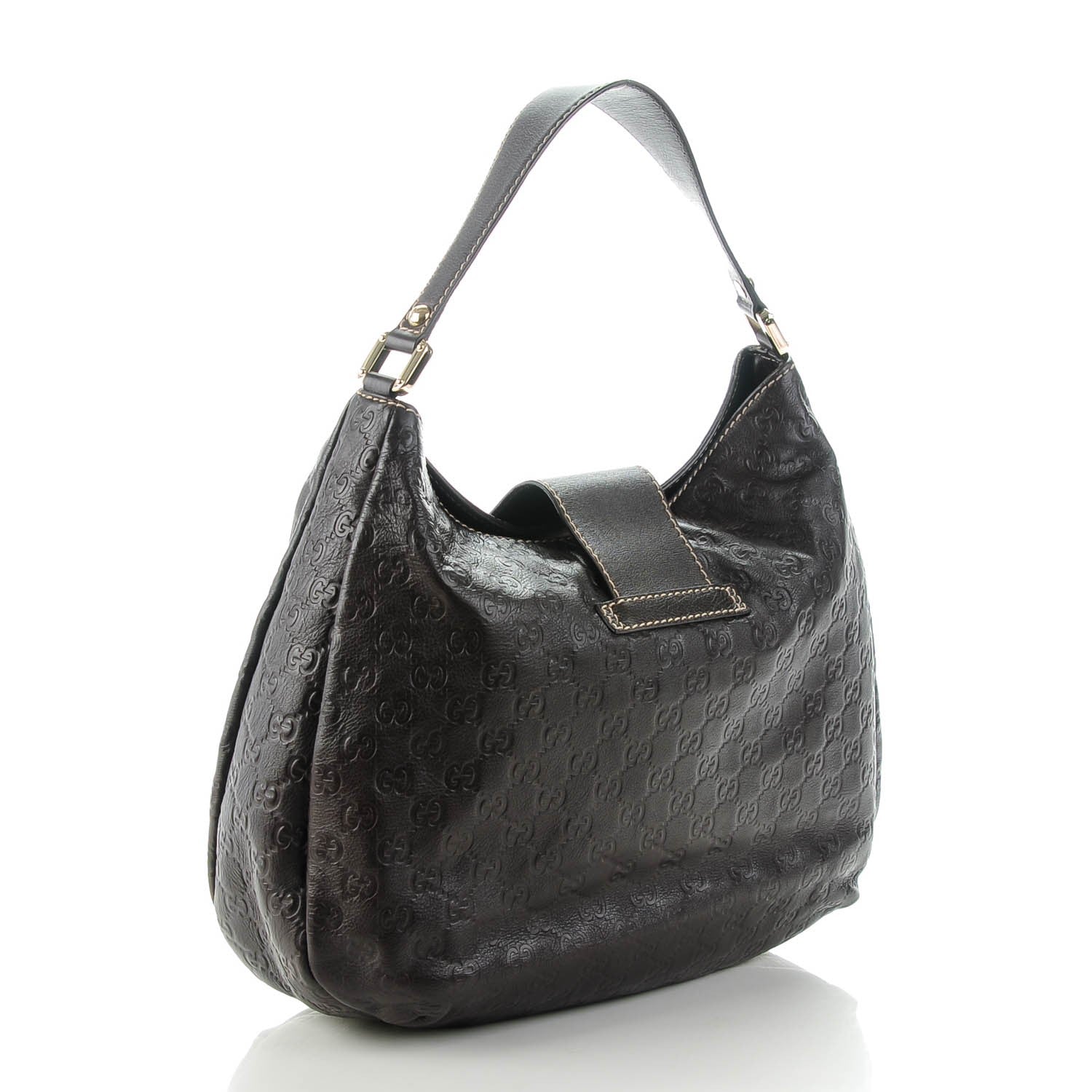 Gucci Guccissima Large New Ladies Web Hobo Dark Brown 3 of 7