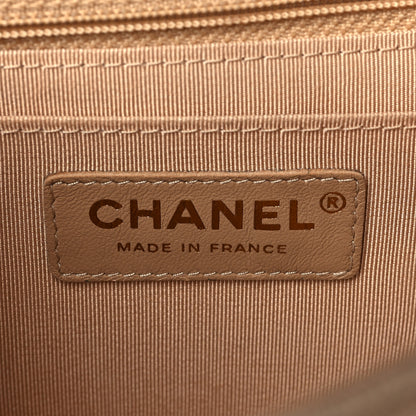 Chanel Metallic Caviar Chevron Quilted Medium Statement Flap Beige 6 of 7