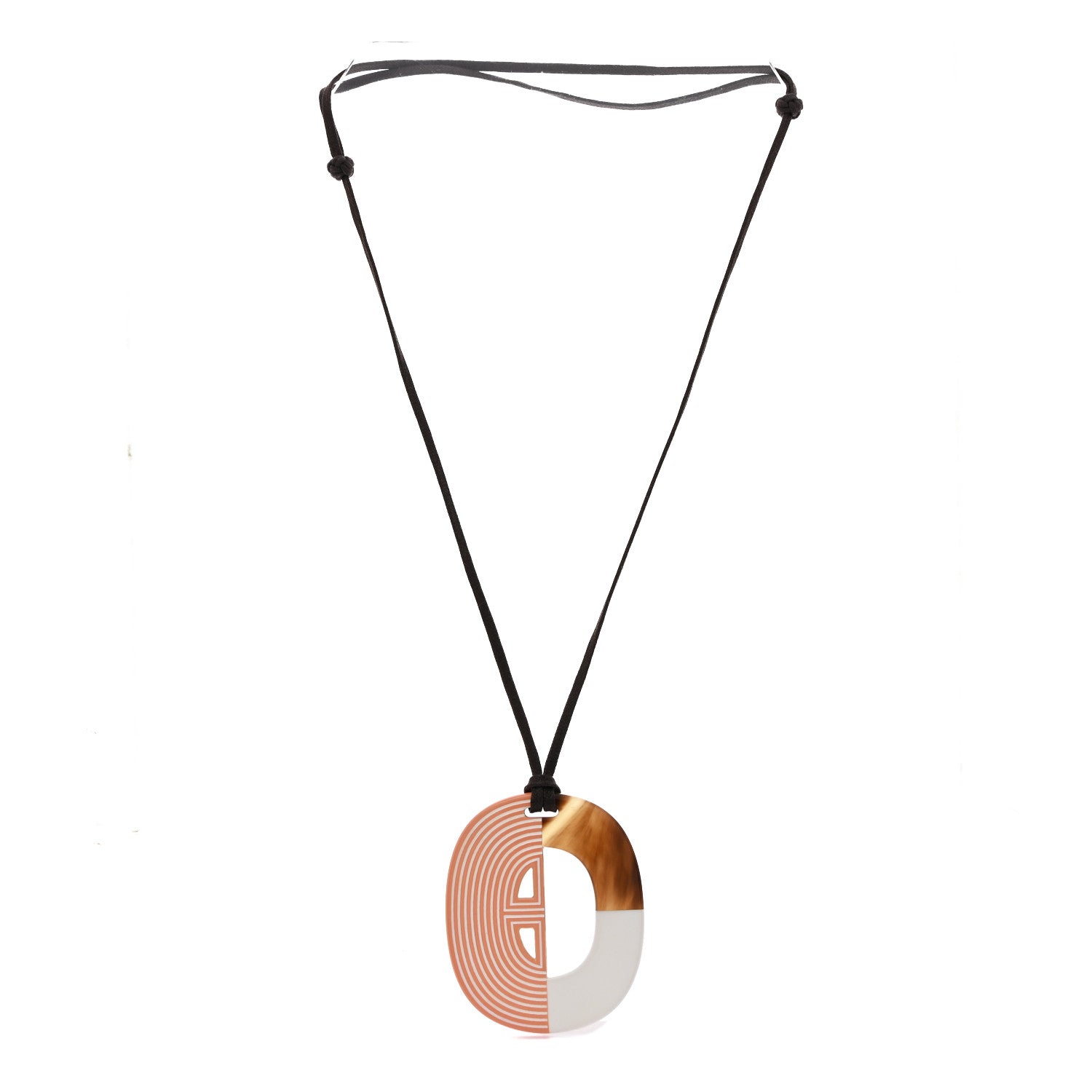 Hermes Buffalo Horn Lacquer Lift Remix Necklace PM Meringue 3 of 6