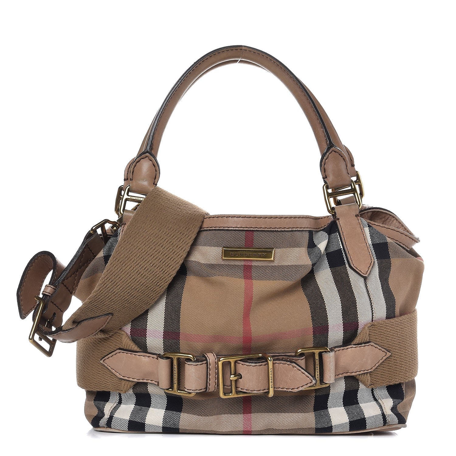 Burberry Calfskin House Check Medium Brecon Tote Dark Stone 1 of 13