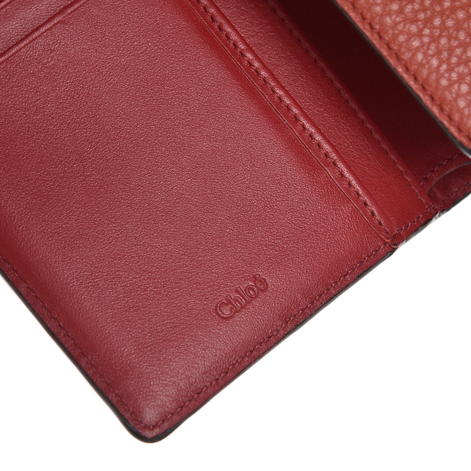 Chloe Grained Calfskin Alphabet Compact Wallet Terracotta Red 6 of 10