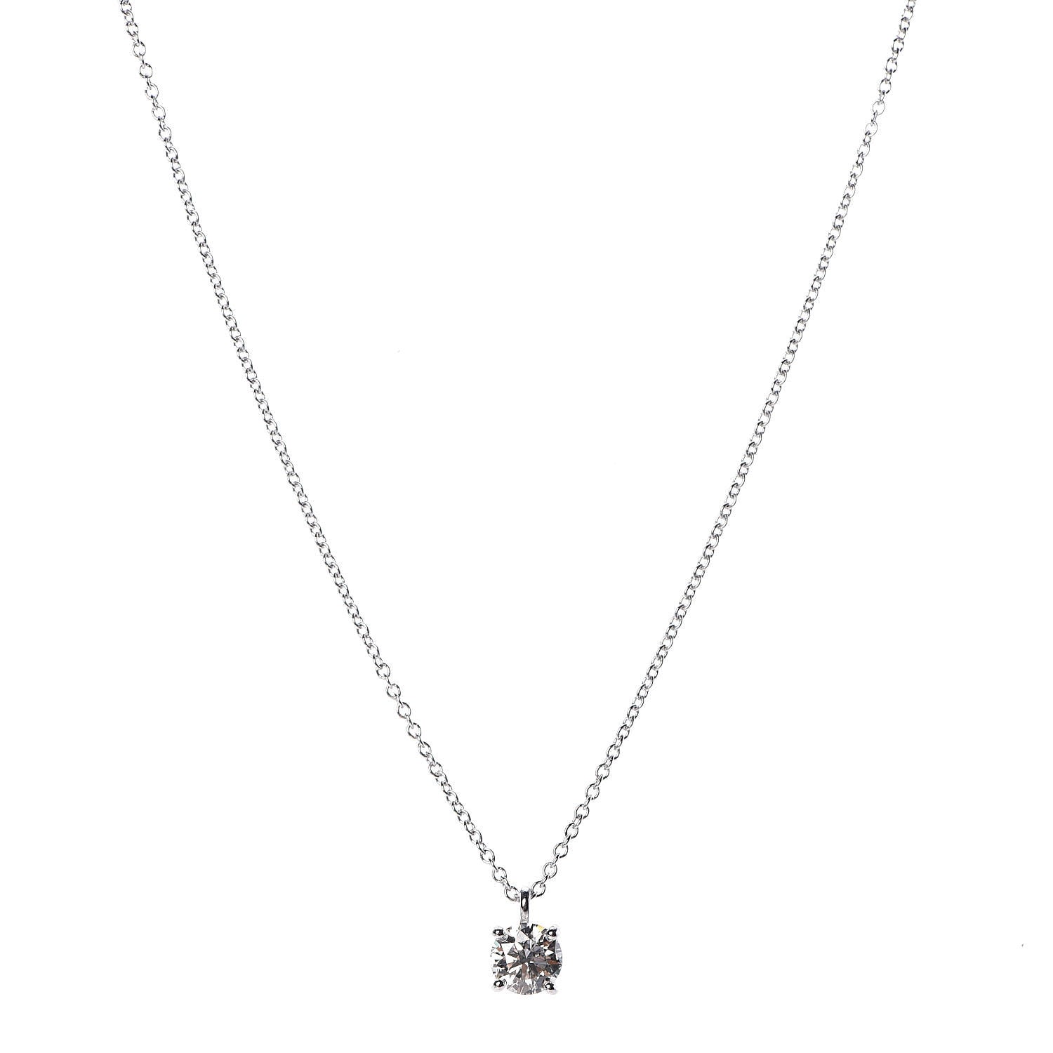 Tiffany Platinum Diamond .55ct Solitaire Pendant Necklace 1 of 6