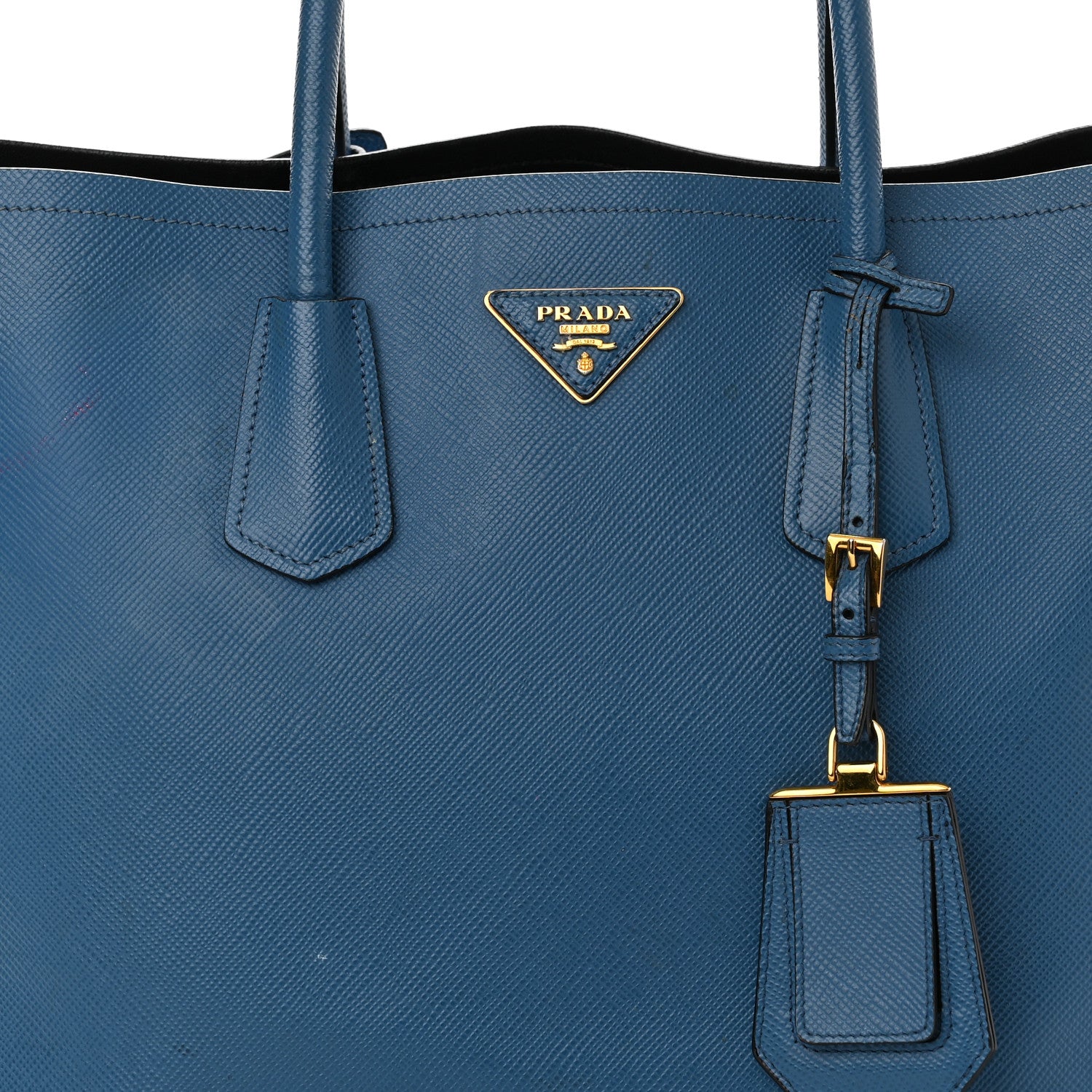 Prada Saffiano Cuir Medium Double Bag Cobalto 7 of 17