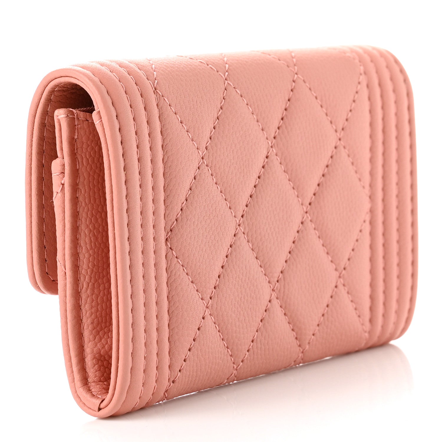 Chanel Caviar Quilted Boy Flap Card Holder Wallet Light Pink 3 of 8