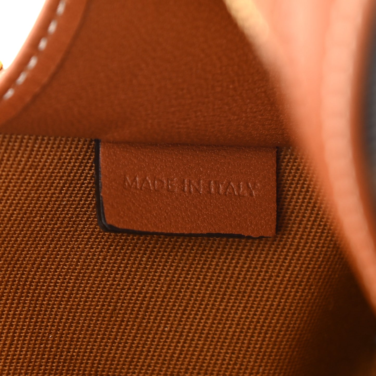 Triomphe Canvas Calfskin Mini Clutch on Chain Tan