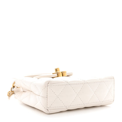 Chanel Shiny Aged Calfskin Quilted Mini Nano Kelly Shopper White 4 of 11