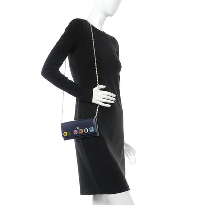 Fendi Vitello Liberty Studded Continental Wallet On Chain Blueberry Multicolor 2 of 8