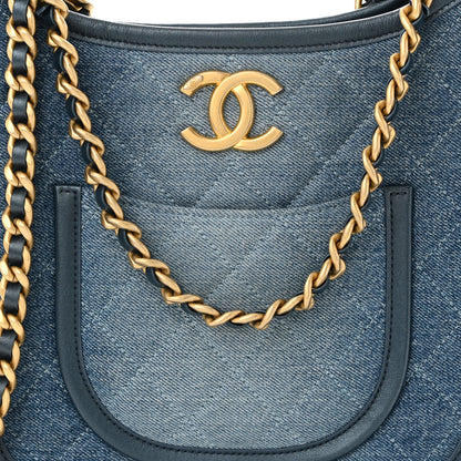 Chanel Washed Denim Quilted Small Hobo Blue 8 of 10