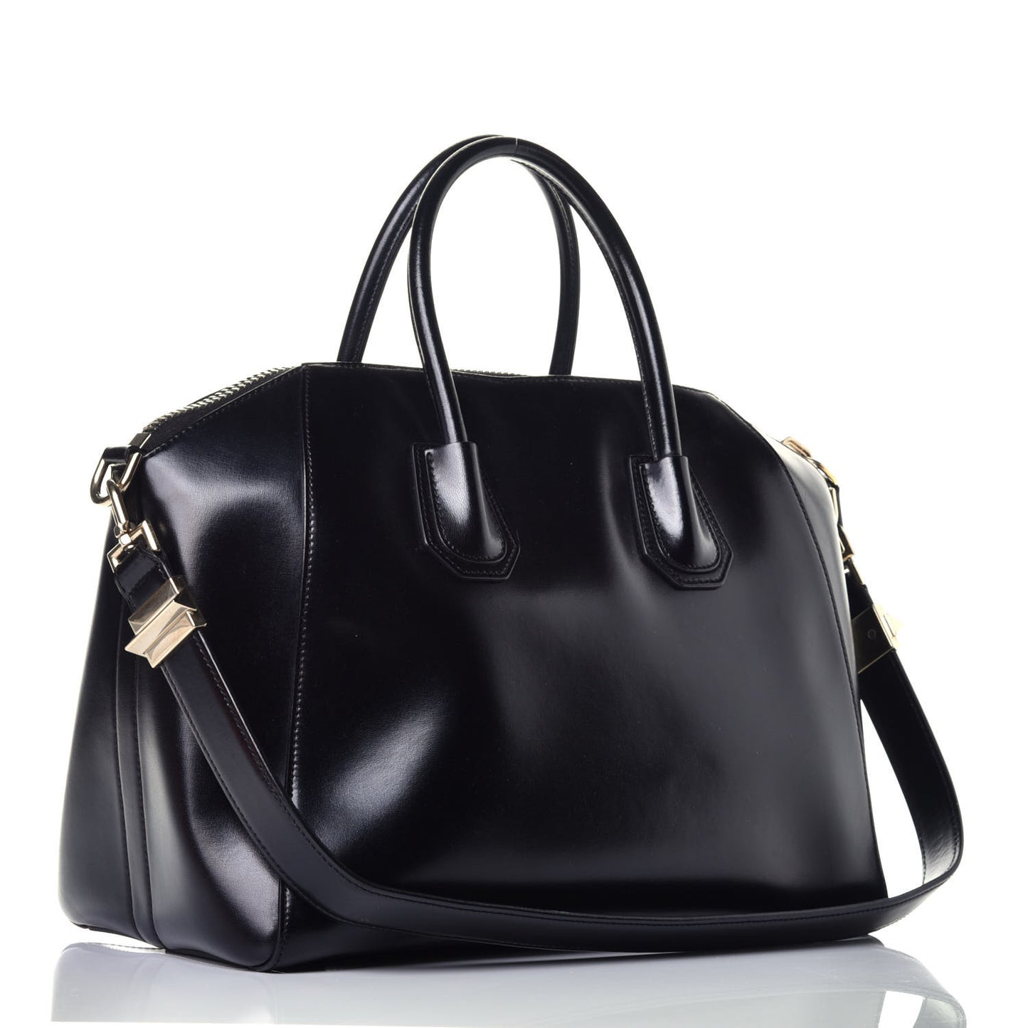 Shiny Lord Calfskin Medium Antigona Black
