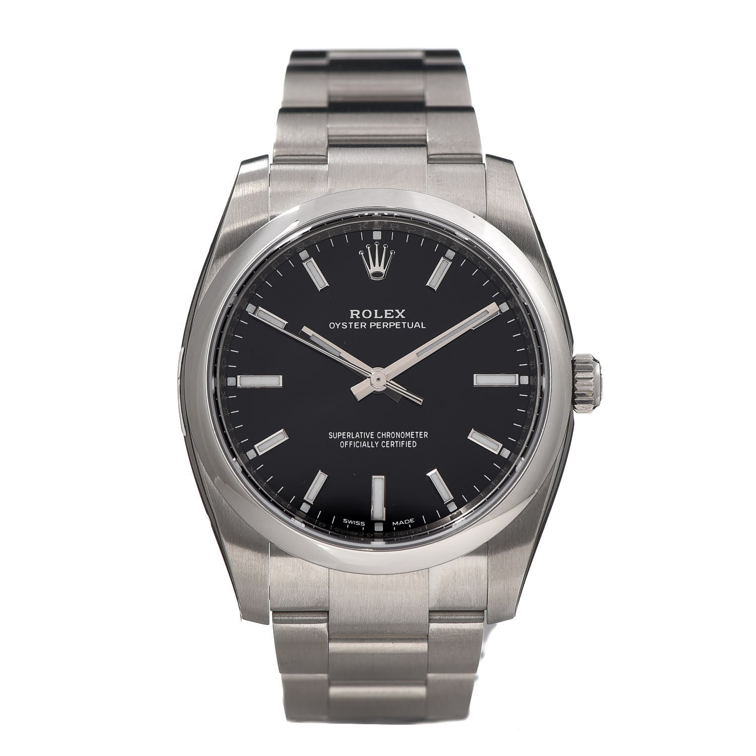 Rolex Stainless Steel 34mm Oyster Perpetual Watch Black 114200 1 of 7