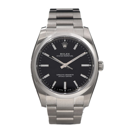 Rolex Stainless Steel 34mm Oyster Perpetual Watch Black 114200 1 of 7