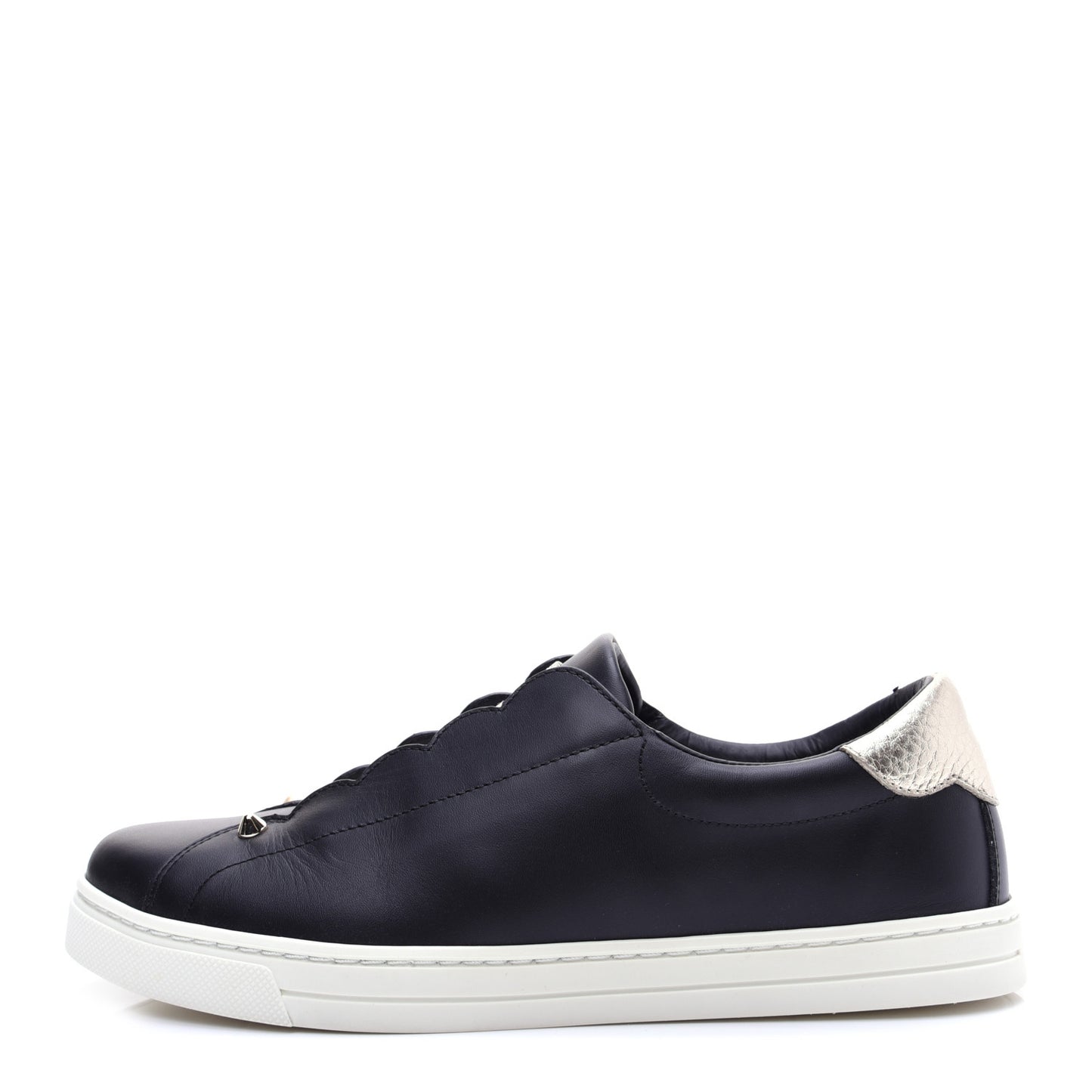 Vitello Lurex Rockoclick Slip On Sneakers 38.5 Black Gold