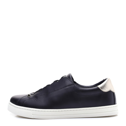 Fendi Vitello Lurex Rockoclick Slip On Sneakers 38.5 Black Gold 1 of 14