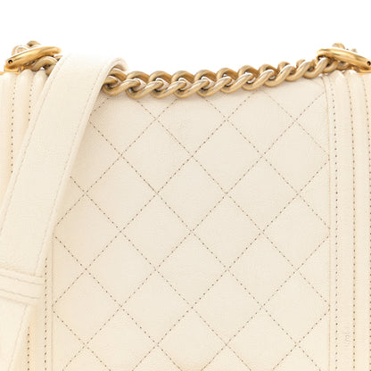Chanel Caviar Quilted North South Boy Flap White 8 of 14