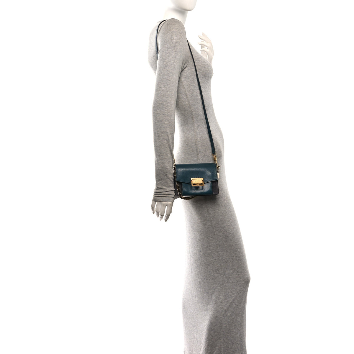 Goatskin Suede Mini GV3 Shoulder Bag Prussian Blue Grey