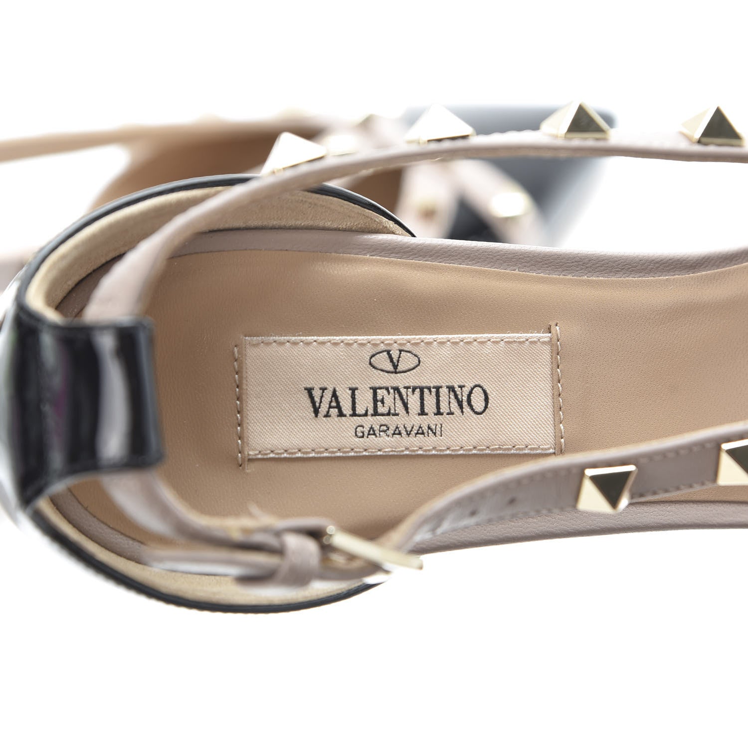 Valentino Garavani Patent Rockstud Cross Strap D'Orsay 55mm Pumps 38.5 Black Poudre 9 of 11