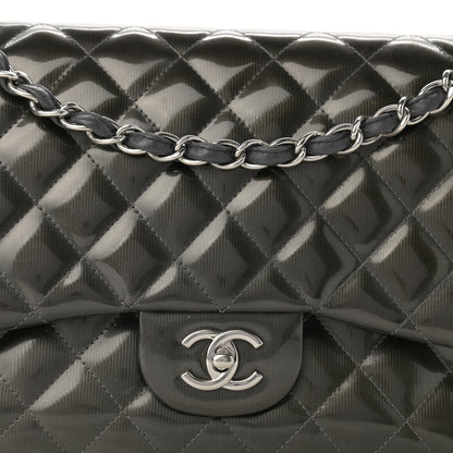 Chanel Striated Patent Quilted Jumbo Double Flap Black 8 of 17