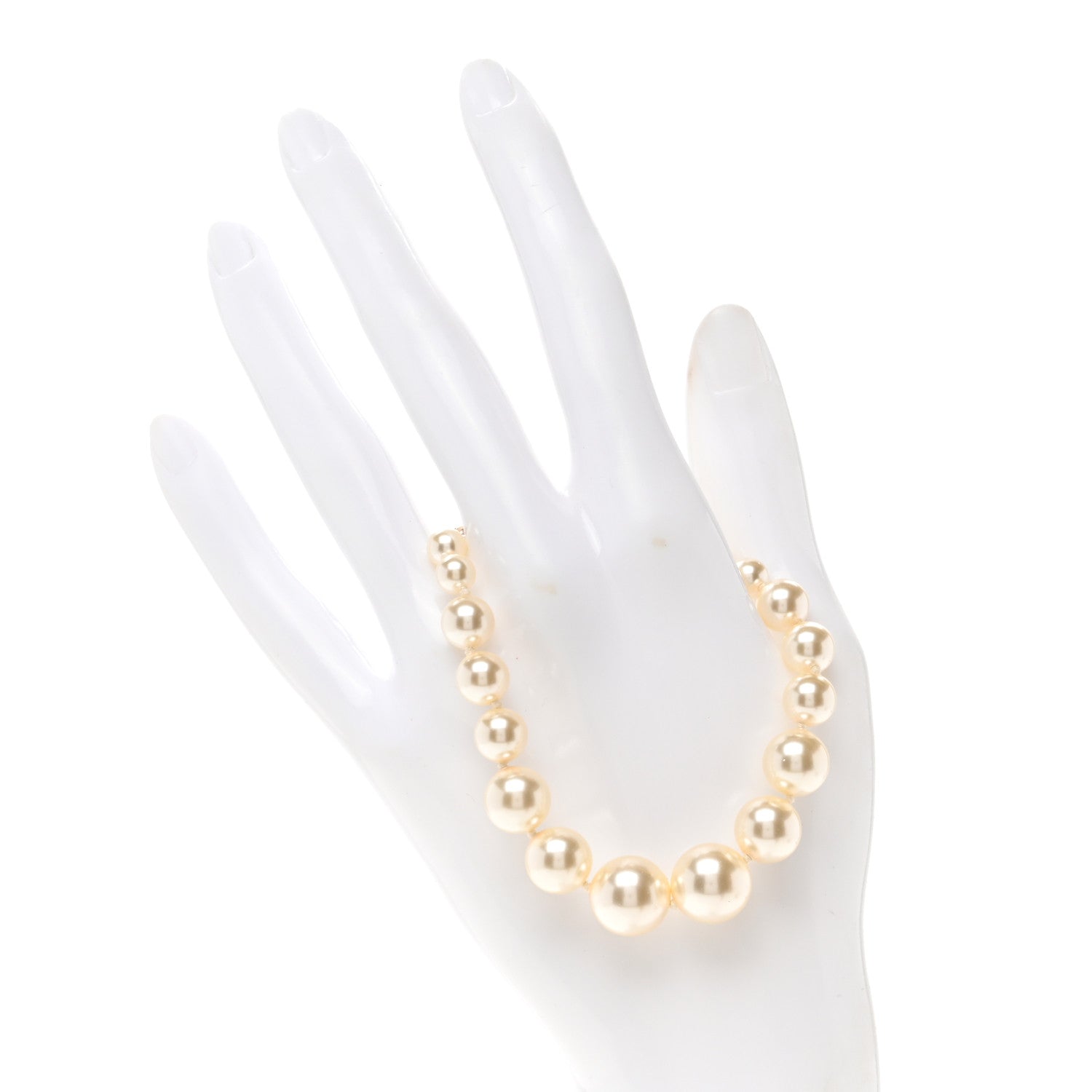 Chanel Graduated Pearl Crystal CC Bracelet Gold 2 of 4