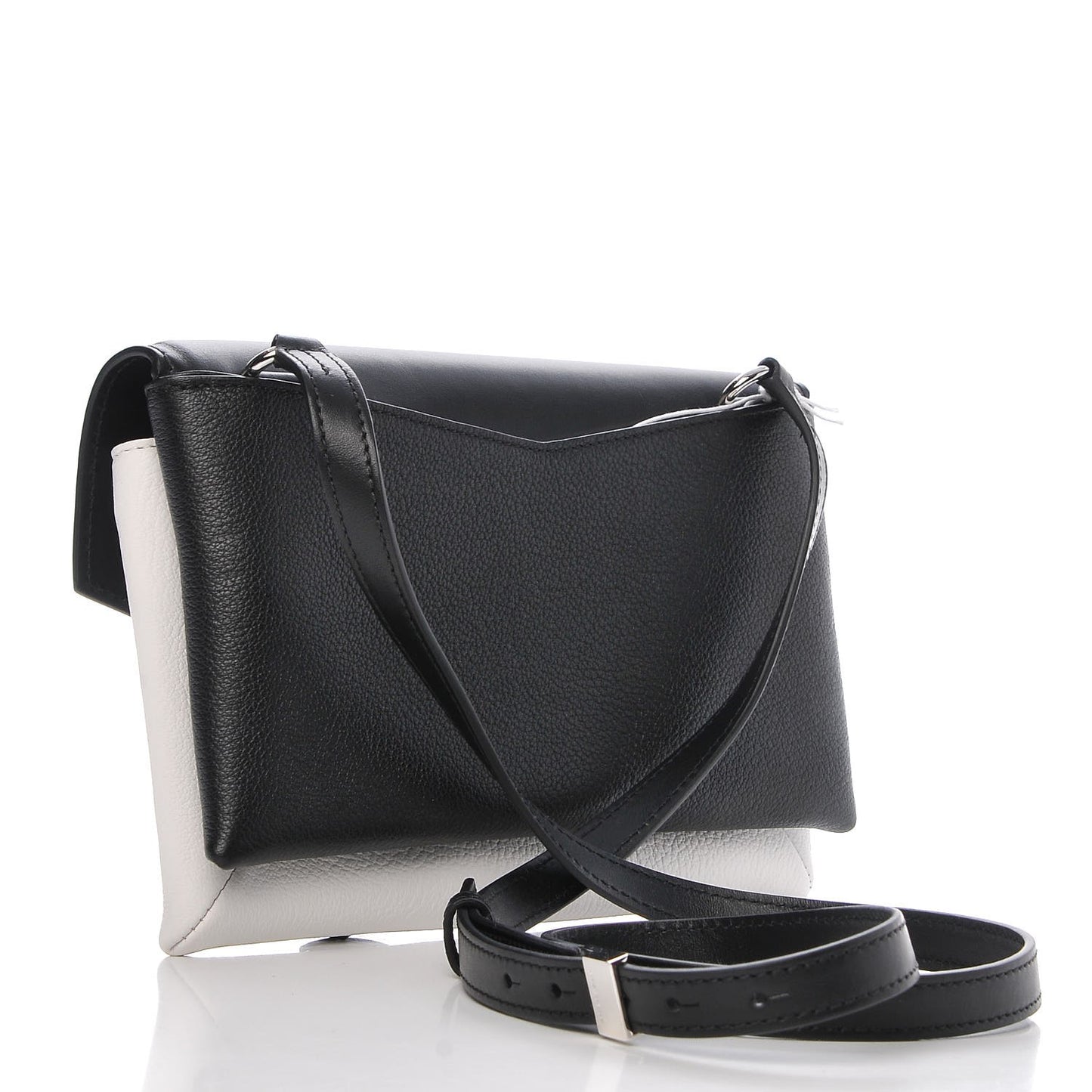 Calfskin Duetto Crossbody Bag White Black