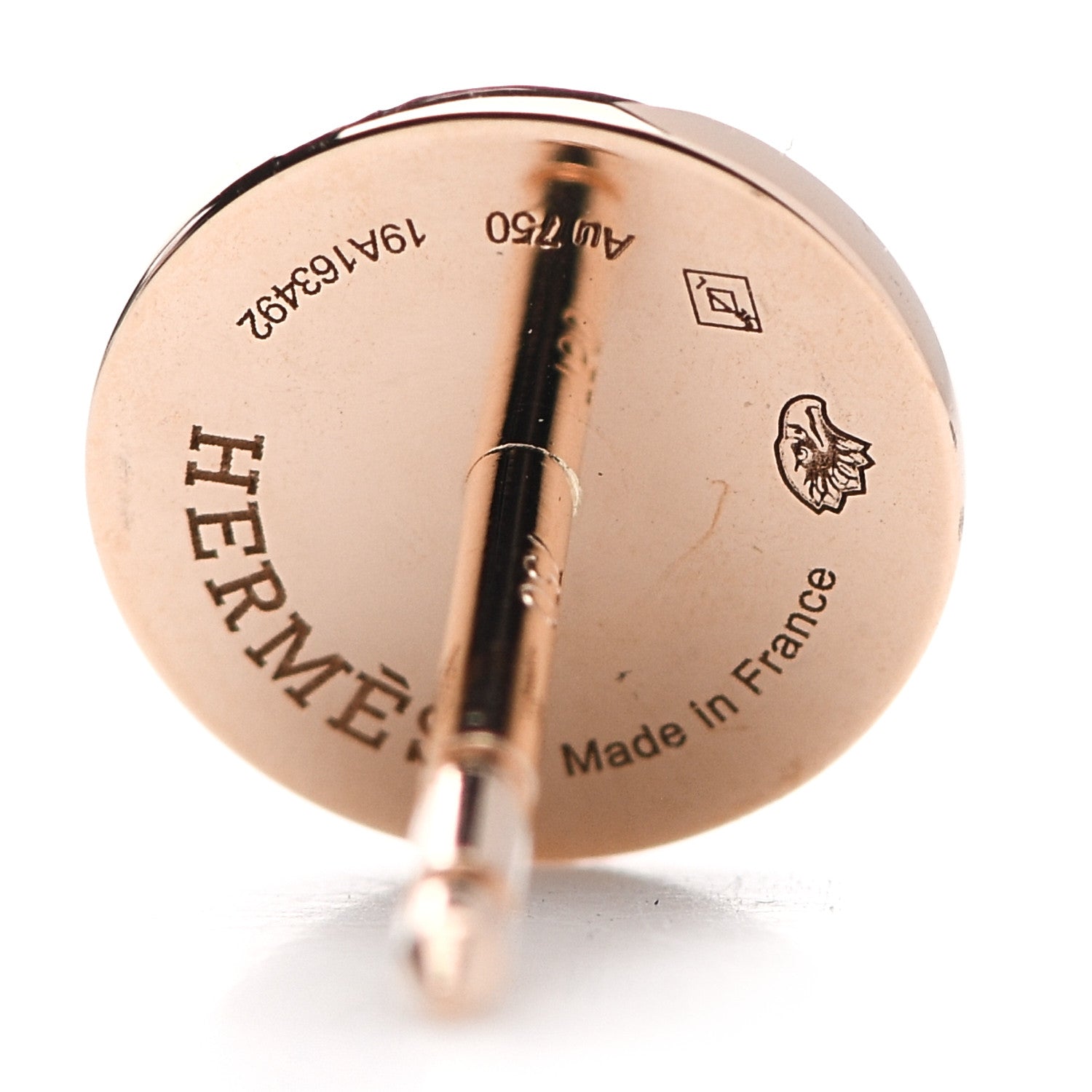 Hermes 18K Rose Gold TPM Ex-Libris Stud Earrings 4 of 6