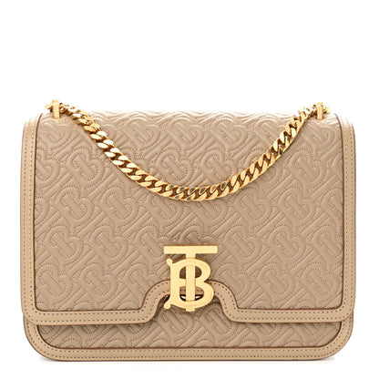 Burberry Calfskin Monogram Embossed Medium TB Chain Bag Honey 1 of 12