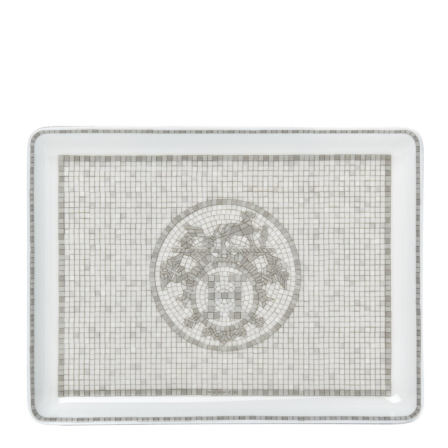 Hermes Porcelain Mosaique Au 24 Sushi Plate Platine 1 of 6