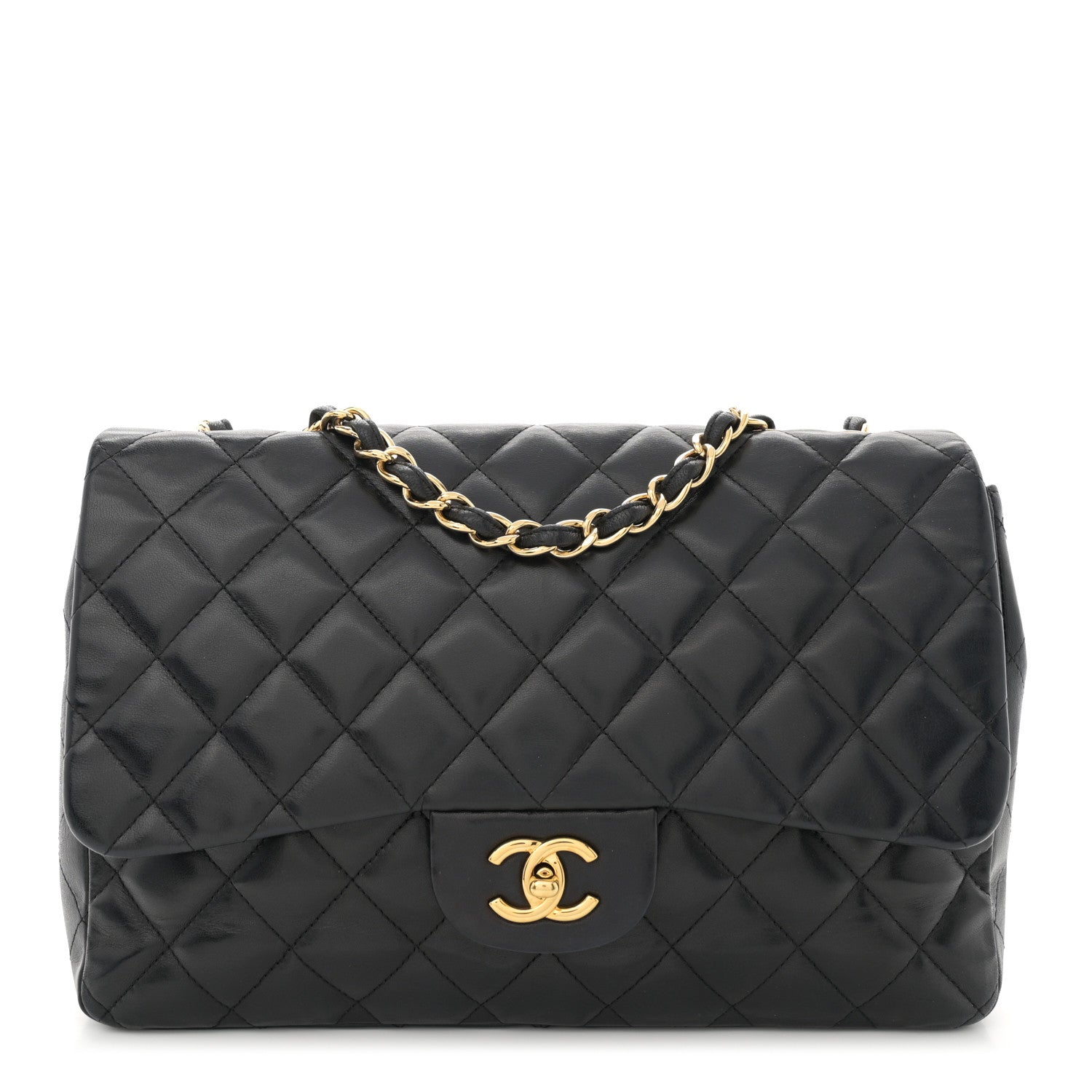 Chanel Lambskin Quilted Jumbo Single Flap Black 1 of 15