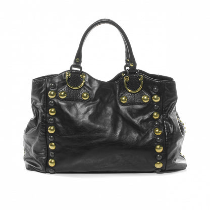 Gucci Leather Suede Fringe Large Babouska Tote Black 3 of 9
