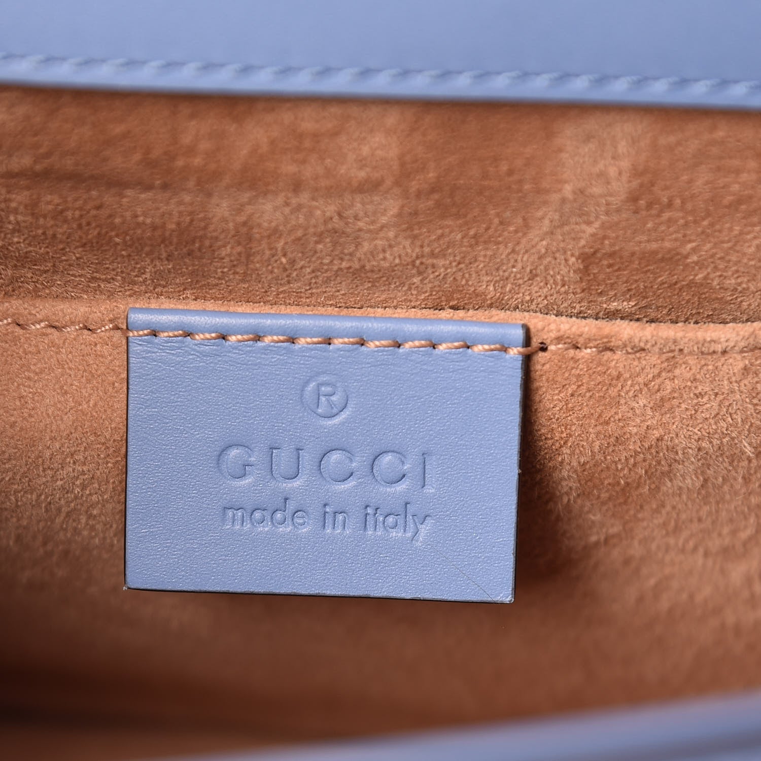 Gucci Vitello Fontanella Web Mini Sylvie Top Handle Bag Clear Sky Blue 6 of 10