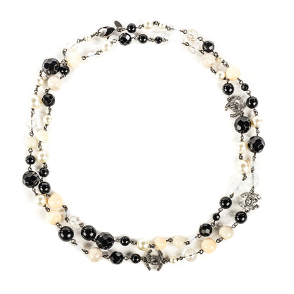 Chanel Pearl Crystal CC Beaded Long Necklace 3 of 6