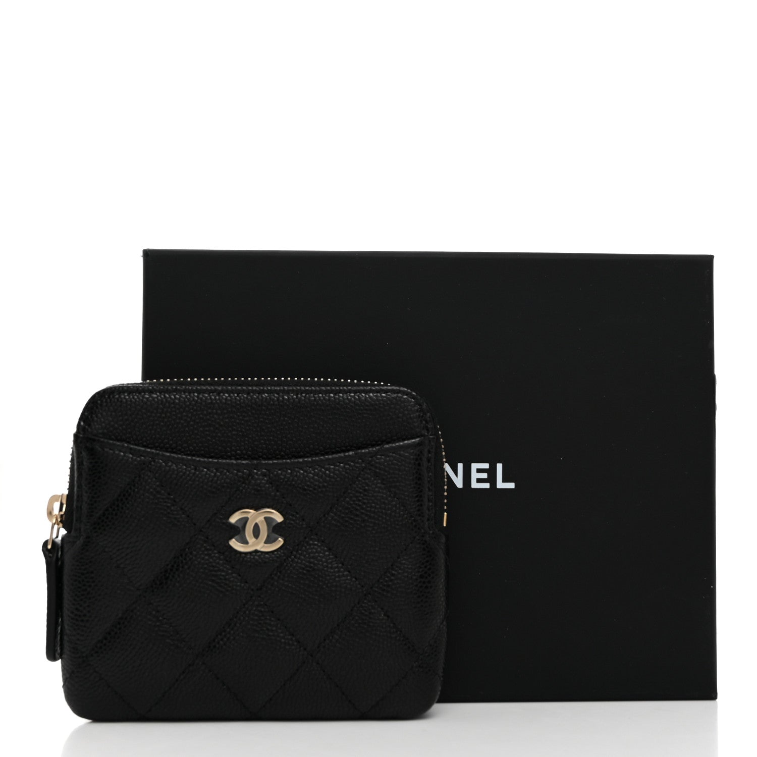 Chanel Caviar Quilted Zip Card Holder Wallet Black 8 of 8