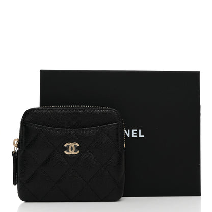 Chanel Caviar Quilted Zip Card Holder Wallet Black 8 of 8