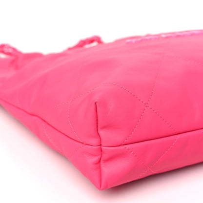 Chanel Matte Calfskin Quilted Monochrome Small Chanel 22 Fuchsia 10 of 11