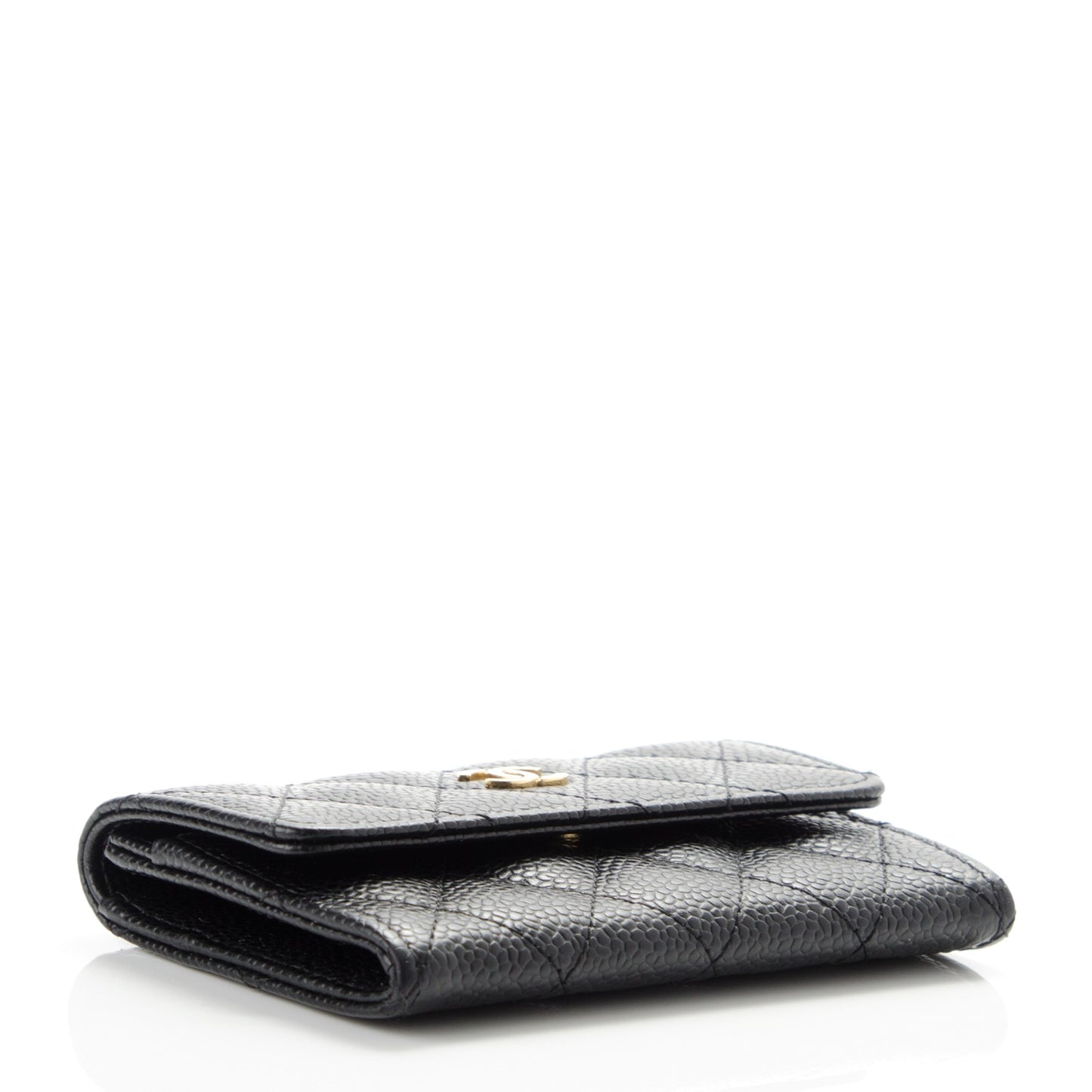 Caviar Quilted Flap Card Holder Black