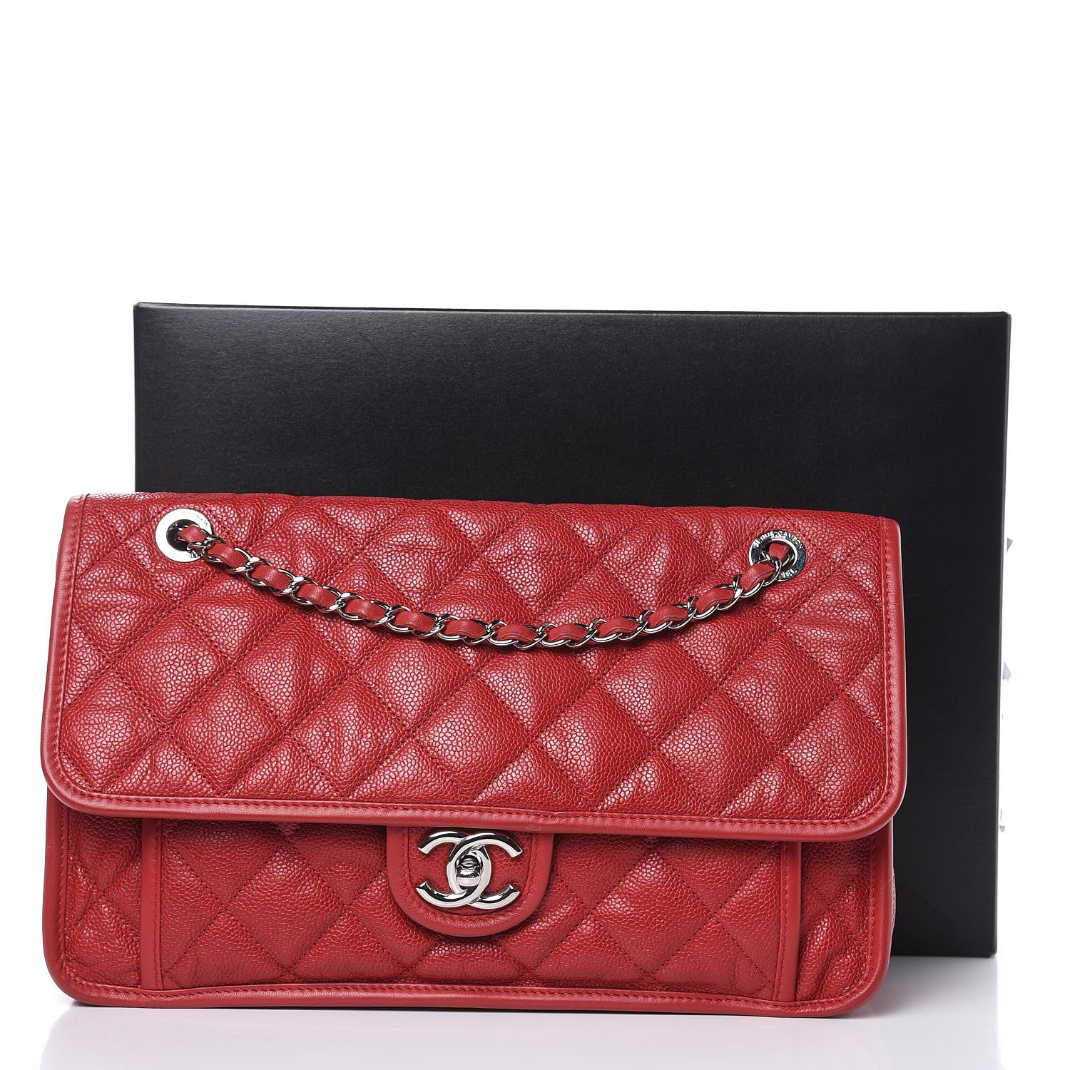 Chanel Caviar Quilted Large French Riviera Flap Red 10 of 10