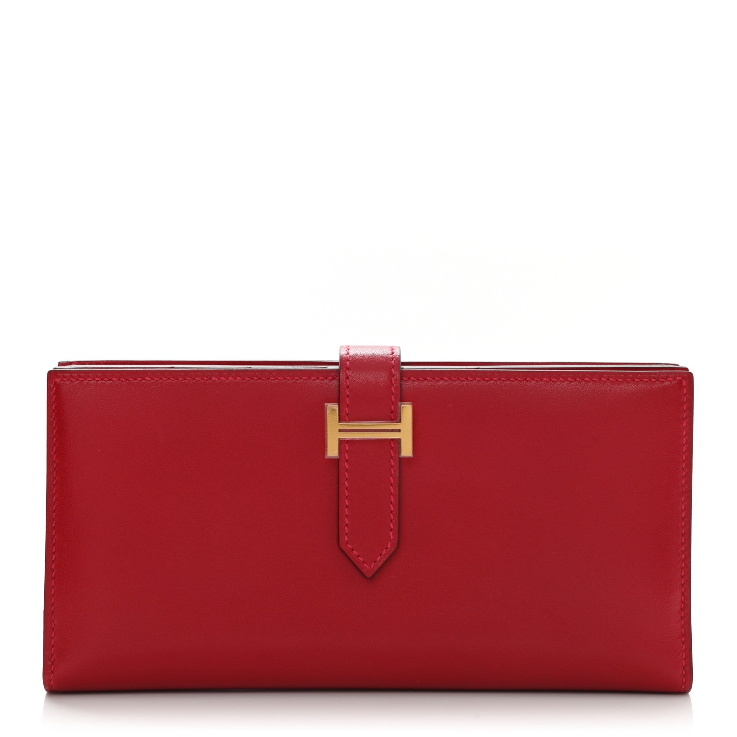 Hermes Tadelakt Bearn Gusset Wallet Rouge Vif 1 of 8