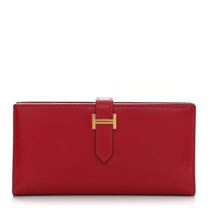 Hermes Tadelakt Bearn Gusset Wallet Rouge Vif 1 of 8