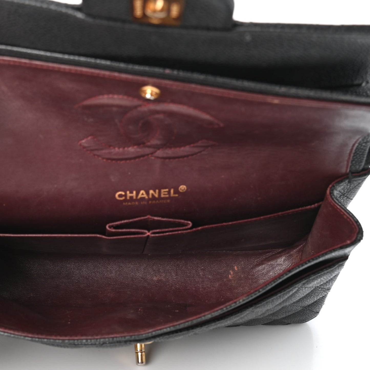 Caviar Quilted Medium Double Flap Black