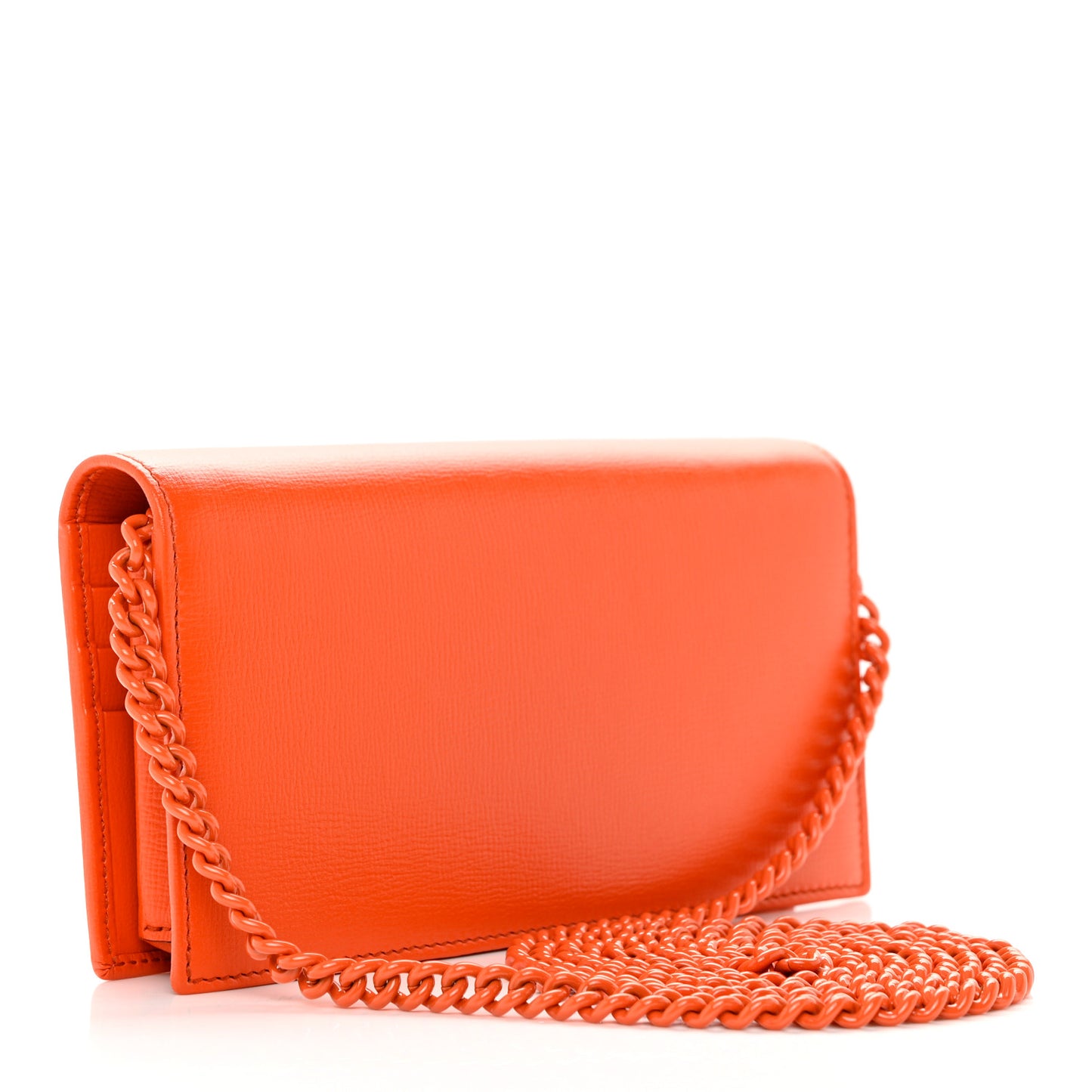 Azalea Calfskin Enamel Horsebit 1955 Wallet On Chain Deep Orange