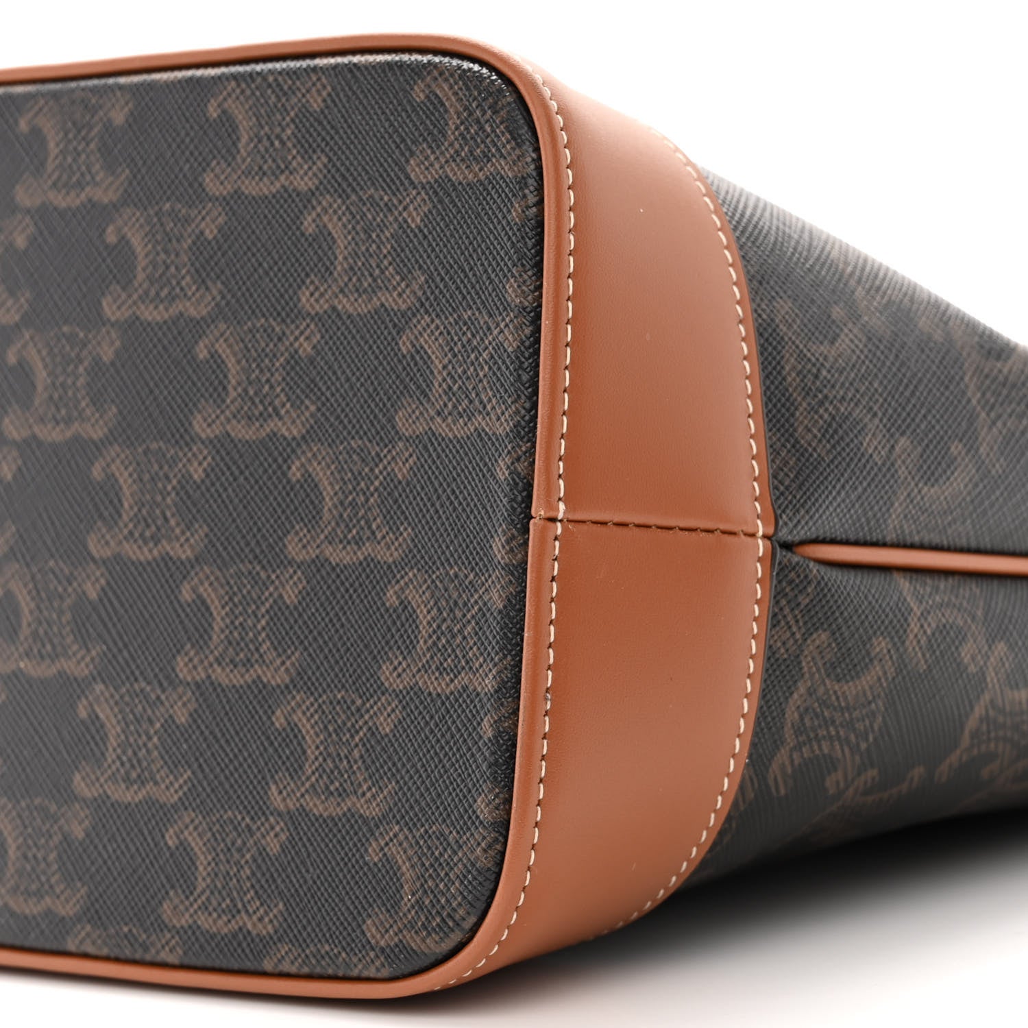Celine Triomphe Canvas Calfskin Small Cabas Bag Tan 10 of 11