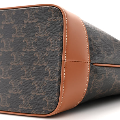 Celine Triomphe Canvas Calfskin Small Cabas Bag Tan 10 of 11